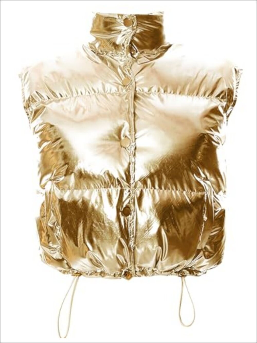 Women's Metallic Y2K Crop Puffer Vest Sleeveless Zip Up Warm